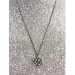 925 Silver Snowflake CZ Pendant w/ 925 Chain Necklace 4.47g w/the Stones